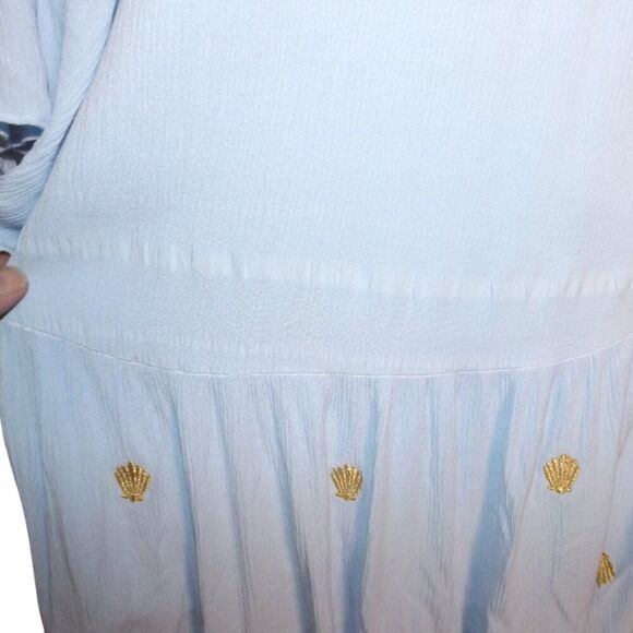 LILLY PULITZER Ultra Mini Dress/Top, XXS, Light blue/Golden Shells, Ruffle Hem - Picture 11 of 12